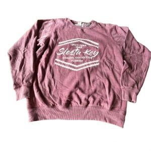 Pink Crew Neck Sweater with Vintage Graphic Siesta Key - Size M